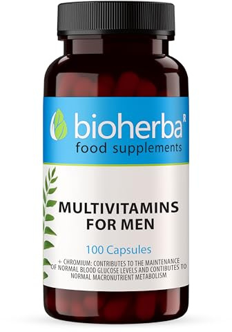 Multivitamines et Minéraux pour Hommes – 100 Gélules | Avec vitamines B, zinc, chrome et magnésium – par BIOHERBA