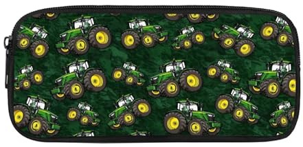 Dolyues Federmäppchen mit großem Fassungsvermögen, Federmäppchen mit Reißverschluss, für Schule, Büro, Schreibwaren für Kinder, Mädchen, Jungen, Grüner Traktor, Taschen-Organizer