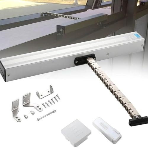 SAYEYBU Automatischer Fensteröffner, Hub 300–1000 Mm, Elektrischer Kette Fensteröffner, Mit Wandschalter Und Fernbedienung, Für Dachfenster, Gewächshaus Und Dachlüfter,Silber,400mm