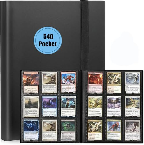 9 Pocket Trading Card Binder, 540 Pockets Collectible Trading Card Album, Sports Card Binder for Standard Cards, Side Loading Card Folder for MTG/TCG/Football/Game Cards Black