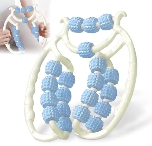 BOYIFEIJIE Cellulite Massagegerät | Massageroller Beine | Lipödem Massagegerät | 20 Räder Cellulite Roller für Beine,Oberschenkel,Glutee,Nacken,Fuß,Armmassage -Blau