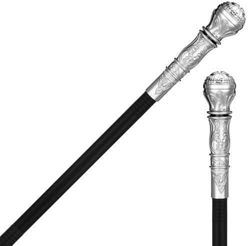 Kasyat Bastone da Passeggio con Punta d'Argento Scettro da Pappone in Plastica Staccabile Steampunk Accessori per Uomo Costume Halloween Cosplay Carnevale Festa, 81 cm