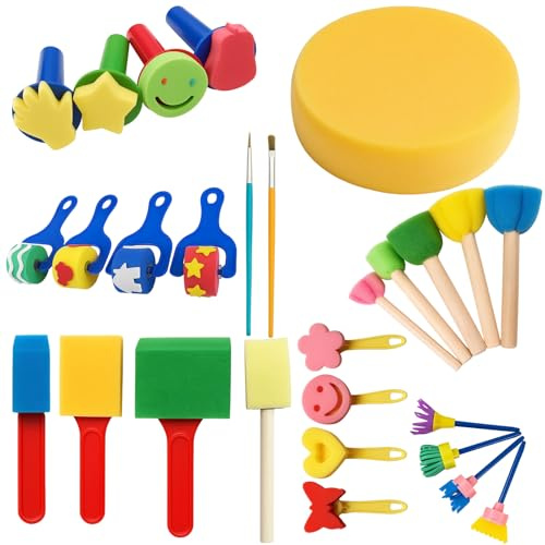 Schwammpinsel Set, 30 Stück Schaumstoff Pinsel Für Kinder, Kreative Mal- Und Bastelaktivitäten, Ideal Für Schule Und Familie, DIY-Projekte