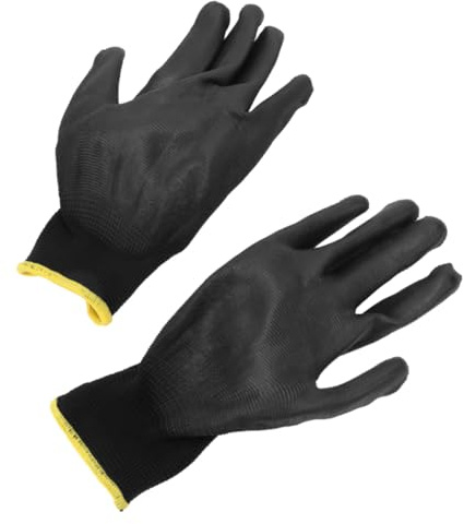 DIYEAH 12 paires Gants Anti-statiques Nylon Gants de Protection Mécaniques avec Enduite PU Résistants à Huile Antidérapants S pour Homme et Femme