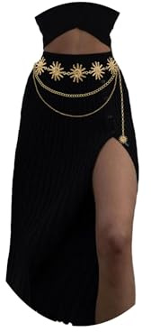 Boho Waist Chain Belt Multilayer Gold Belly Chain for Women Dress Body Chain Metal Waist Chain