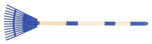 VANZACK Râteau à Feuilles en Plastique 14 Dents Détachable Manche 3 Sections Bleu – Petit Râteau de Jardin Léger pour Entretien Pelouse Camping et Nettoyage Extérieur Outil de