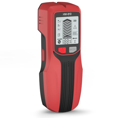Détecteur Mural 6 en 1, Detecteur de Cable Electrique avec Alarme Sonore, Scanner Mural avec Ecran LCD, Calibrage Automatique, pour Clous en Bois Localiser Les Métaux,Câbles électriques CA