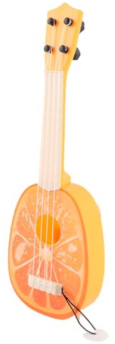 KIMISS Jouet ukulélé avec 4 Cordes – Excellent Instrument de Musique de Guitare simulé pour Débutants, Léger et Portable, Idéal pour la Musique E on (Orange)
