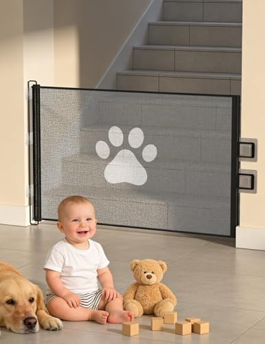 Griglia di protezione per scale allungabile per bambini, 0 – 130 cm, protezione per scale, griglia di protezione per porte estraibile, accessori per l'installazione inclusi