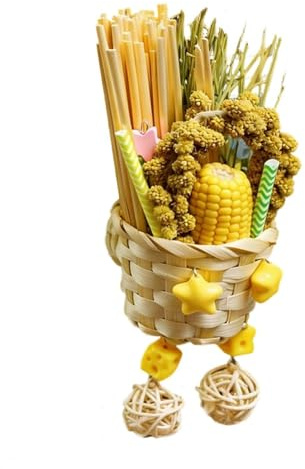 Genérico Roer Loros - Artículo Roedor Aves Multifunción | Trituradora Natural Paja Heno Mijo Maíz | para Ninfas Inseparables Loros Pequeños Medianos, Accesorio Jaula, 8x22cm