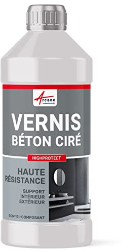 Barniz Bicomponente Alta Resistencia para Microcemento - HIGHPROTECT 50 m² | Resiste al Agua, Golpes, Rayaduras, Uv e Intemperie, para Encimera y Exterior, Aspecto Satinado - Arcane Industries