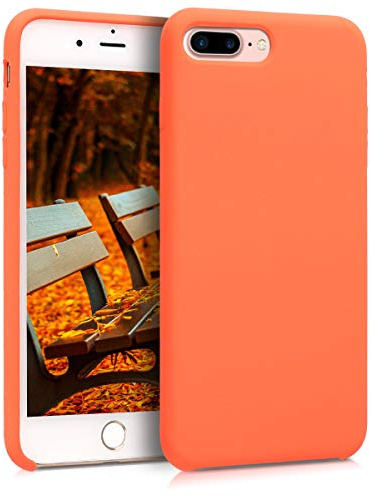 kwmobile Case for Apple iPhone 7 Plus/iPhone 8 Plus Case - Soft Cover - Shockproof Silicone - Wireless Charging Orange