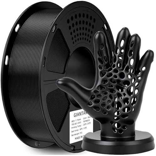 GIANTARM ABS+ Filament 1.75mm, 3D Drucker Filament 1KG 1 Spule, Durchmessertoleranz +/- 0.02mm, ABS Schwarz