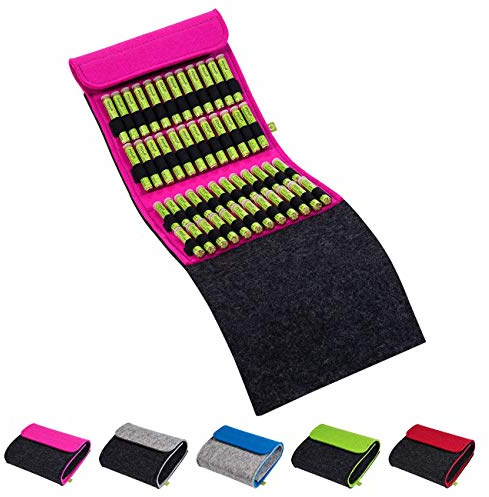 Homöopathische Taschenapotheke, Globuli-Tasche zum Buch Das große Homöopathie Handbuch (GU) von Dr. Markus Wiesenauer, gefüllt mit 48 Globuli-Röhrchen (Glas), aus echtem Filz (pink)