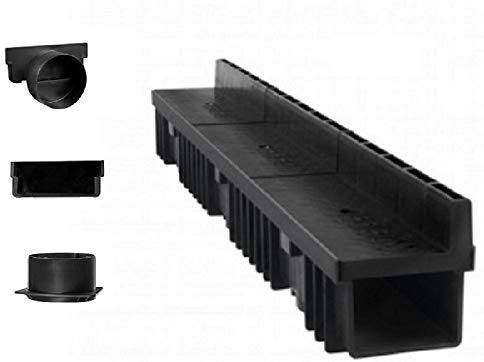 Bielbet Schlitzrinne Höhe =158 mm Entwässerungsrinne Flachrinne Hofablauf KG Rohr (4m Set, Schwarz)