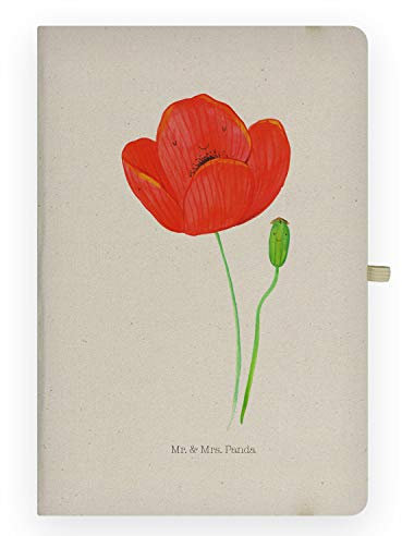 Mr. & Mrs. Panda DIN A4 Baumwoll Notizbuch Mohnblume - Geschenk, Schreibbuch, Garten, Blumen Deko, Frühlings Deko, Respekt, Glaube, Adressbuch, Räubertochter, Pflanzen, Kladde, Notizblock, Motivation