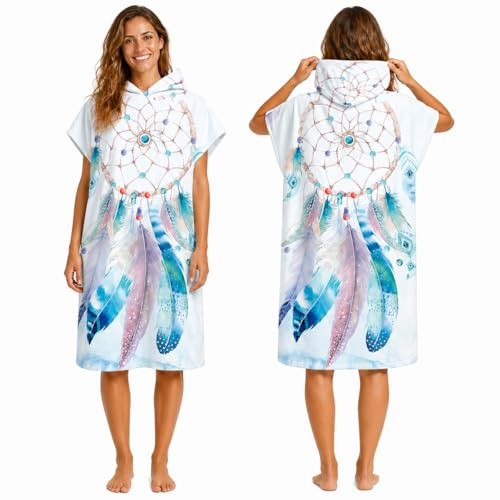 Odot Badeponcho mit Kapuze, Umziehhilfe Strand Drucken Surfponcho, Handtuch Poncho aus Kompakt und Sehr Leicht Mikrofaser, Ultraleicht und Schnelltrocknend, für Herren Damen und Kinder