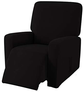 EBETA E Jacquard Sesselbezug, Sesselschoner, Stretchhusse für Relaxsessel Komplett, Elastisch Bezug für Fernsehsessel Liege Sessel (Schwarz)