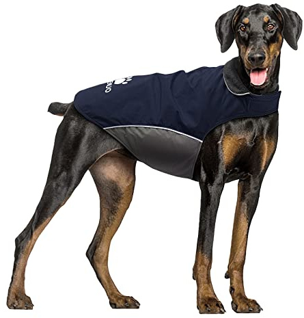 IREENUO Wasserdichter Hundemantel, Hundejacke Winter Winddichter Warmer Hunderegenmantel für Mittelgroße bis Große Hunde mit Sicheren Reflexstreifen und Verstellbarem Brustriemen (3XL, Blue)