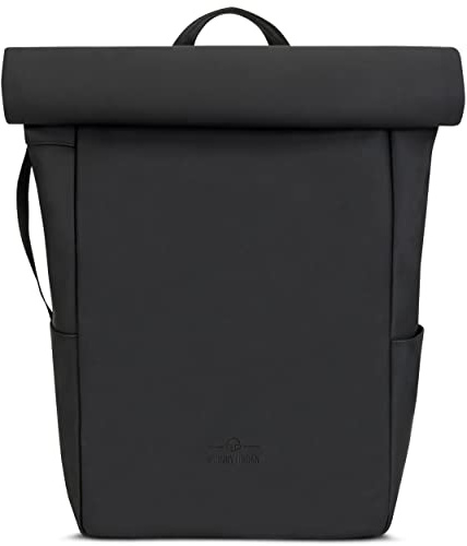 Johnny Urban Sac À Dos Roll Top Femmes & Hommes Noir - Henry - Sac À Dos pour un Usage Quotidien - Déperlant, Flexible et avec Compartiment pour Ordinateur Portable 16 Pouches - Pliable en PU mat