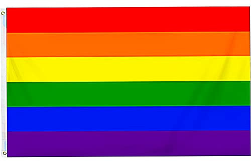 CXtech Drapeau Arc en Ciel, 90X150cm Gay Pride Drapeau, Drapeau LGBT Grand Format Résistant, Rainbow Flag Résistant à la Décoloration UV et Œillets en Laiton Épais