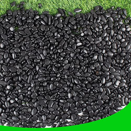 Schwarze Kieselsteine für Pflanzen, 8,2 kg, 1,3 cm - 2,5 cm, Aquariumkies, dekorative polierte Steine, natürliche Flussfelsen für Aquarien