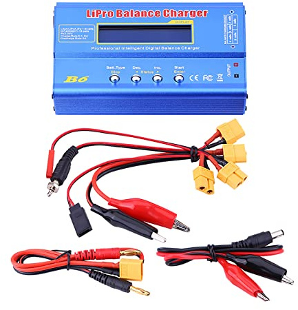 Lipo Akku Balanced Ladegerät, 3 Typen Metall RC Lipo Akku Digitales Balanced Ladegerät mit Kabeln Fernbedienung Zubehör Eingebauter Stand-Alone Lithium Akku Balancer(XT60 Plug,)