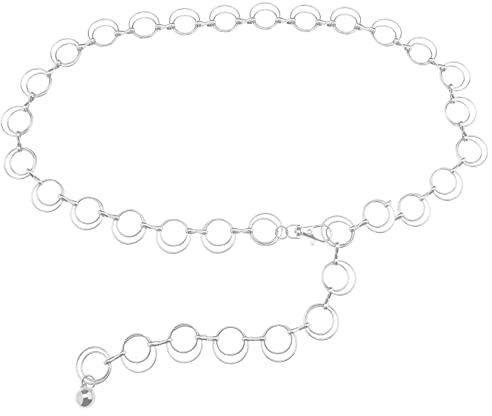 ECSiNG Metall-O-Ring-Kettengürtel Verstellbare Taillenkette Vintage-Kettengürtel mit Hoher Taille Bekleidungszubehör für Damen Mädchen