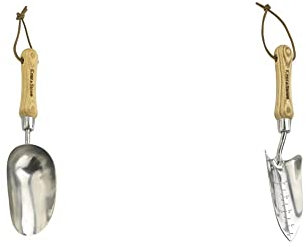 Kent & Stowe Pflanzschaufel – 33 cm & Pflanzkelle – Handschaufel aus Edelstahl zum Pflanzen und Umtopfen, Blumen Kelle mit Griff aus Eschenholz, Länge: 32,5 cm