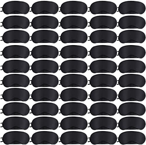 JEFFOUOO 50 Stück Schlafmaske, Augenmaske Schlaf Augenbinde, Tragbare Schlafbrille mit Nasenpolster, Augenbinde Augenabdeckung für Damen Herren Schlaf Spiel Reise(Schwarz)