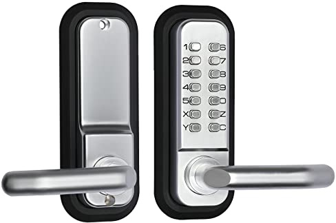 Outdoor Keyless Lock with Handle,Mechanical Combination Door Lock with Keypad,Stainless Steel Sunscreen Waterproof Keyless Gate Locks for Outdoor Fence (Silvery)