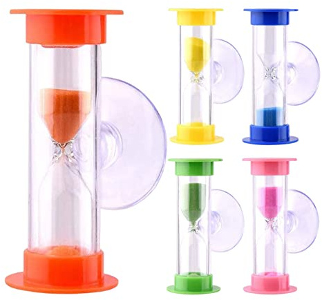 Sanduhr für Kinder – Zeituhr mit Saugnapf – Timer-Set Sandglasuhr 2 Minuten / 3 Minuten für Kinder, Spiele, Klassenzimmer, Heimbüro, Küche, Qarido
