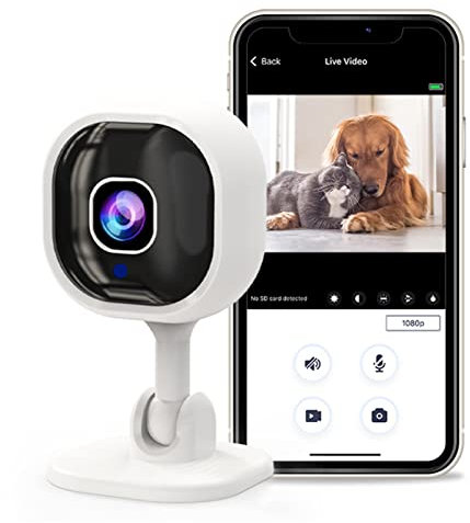 Telecamera di Sicurezza WiFi, 1080P Telecamera di Sorveglianza Intelligente per Interni con Rilevamento del Movimento, Visione Notturna a Infrarossi, Videoregistratore a Batteria c