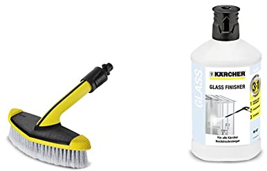 Kärcher WB 60 weiche Waschbürste zur Reinigung großer Flächen (passend für Kärcher Hochdruckreiniger K 2 bis K 7) & 6.295-474.0 Glasfinisher (geeignet für Hochdruckreiniger, 1 Liter)