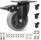 IQWTU 4 Furniture Castors 100MM Heavy Duty Castor Wheels with Brakes, Double Bearing Rubber Swivel Castor PU Trolley Wheels, Industrial Plate Casters Capacity 600KG