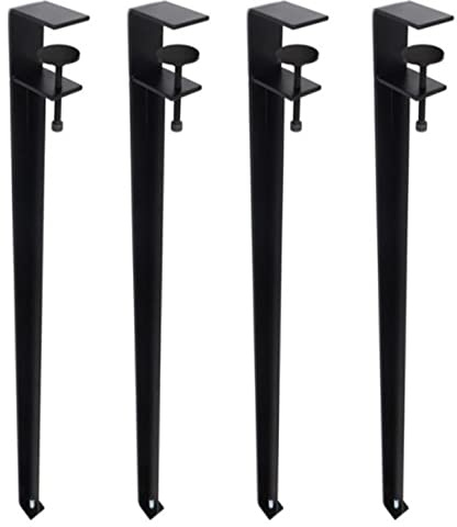 Pieds de Serrage de Table en Forme de F,4 Pieds de Table de Meubles en Métal Réglables,pour Console Bureau de Salle à Manger de Bricolage,Sans Perçage,avec Une Clé Allen (40cm,Black)