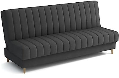 MEBLE-LUX Schlafsofa mit Bettkasten 195 cm Breit Klara, 3 Sitzer Sofa mit Schlaffunktion, Schlafcouch mit Stauraum, Klappsofa Federkern, Einfacher Klappmechanismus, Klappsofa Grau