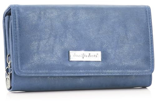 ekavale Portemonnaie Damen mit vielen Kartenfächern - Geldbörse Kunstleder - Geldbeutel für Frauen - Brieftasche Damen (Blau)