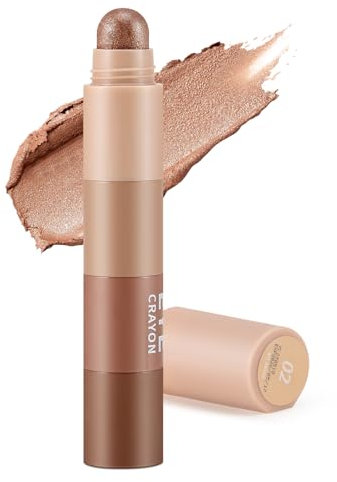 Apooliy Crayon ombres à paupières 4 couleurs, Bâton d'ombre à paupières Matte Fine Glitter, Ombre à paupières crémeuse, Surligneur pour le visage, Crayon ombres à paupières hautement pigmenté