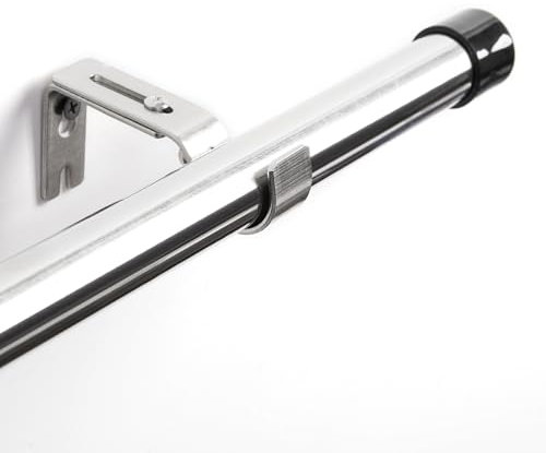 Deconovo 25mm Curtain Poles for Eyelet Curtains, Silver Extendable Curtain Rod with Brackets and Cap Finals, Door Curtain Pole for Front Door, 76cm, Silver