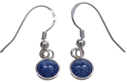 Eis Zirkonia Ohrringe - 925 Sterling Silber mit 6mm Cabochon, Hypoallergen (Blau)