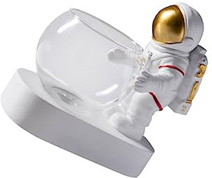 Mipcase Hydroponic Container Flower Planter Resin Astronaut Ornament Led Bubble Lamp Modern Decor for Home