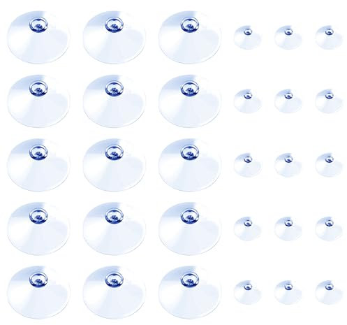 NYGGTYK 30 ventose trasparenti in plastica, autoadesive rotonde senza ganci, adatte per finestre, cucine, bagni e altri luoghi. (20 mm e 40 mm)