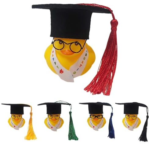 5 Patos De Graduación 2024 - Pato De Baño Académico con Sombrero De Graduado - Regalos Graduación Suministros para Fiestas - para Decoración De Favores De Fiesta De Cumpleaños De Graduación