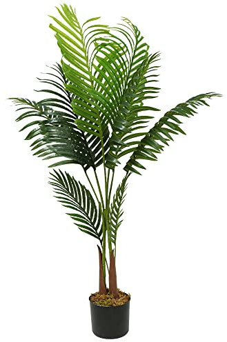 Palmier d'areca Artificiel, Palmier Artificiel avec Pot de Fleurs en Plastique, Plante Artificielle pour intérieur et extérieur, 110 cm