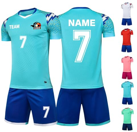 LAIFU Individuelles Kinder-Fußballtrikot Erwachsener Fußballtrikot personalisiert mit Name Nummer Team Logo