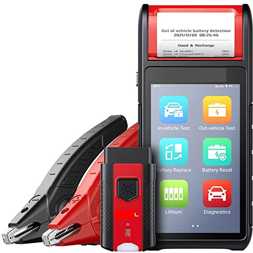 Batterie-Lasttester, BT608E Batterie-Tester Elektrisches System Analyzer mit Drucker Alle Systemdiagnose-Tools Verbesserte BT508 / BT506 für Schwerlast-LKW-Motorräder