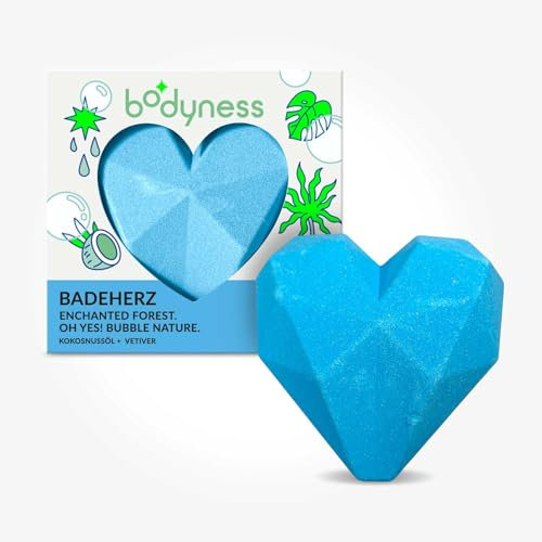 CRAZE BODYNESS Neon Heart Bath Bomb - bomba da bagno a forma di cuore, pallina da bagno per la cura e il relax della pelle con olio di cocco e aroma, 120g