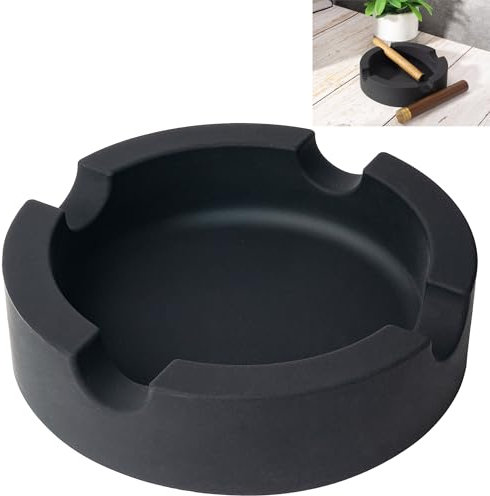 Outdoor Cigar Ashtrays Unbreakable Large Round Ring Gauge Silicone Ashtrays for Patio/Outside/Indoor/Home Decor with 4 Rest Cigar Holder Ash Tray Minimalistic