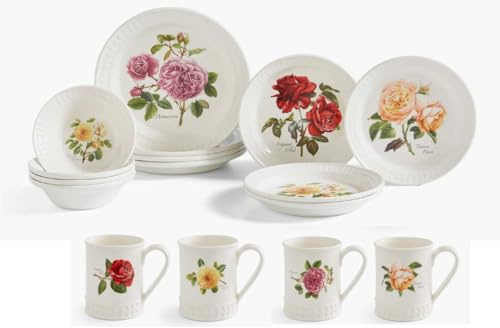 Portmeirion Botanic Roses - Vajilla de 16 piezas